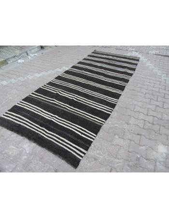 Striped Vintage Turkish Goat Hair Kilim Rug