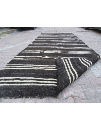 Striped Vintage Turkish Goat Hair Kilim Rug