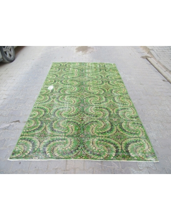 Vintage Floral Green Turkish Carpet