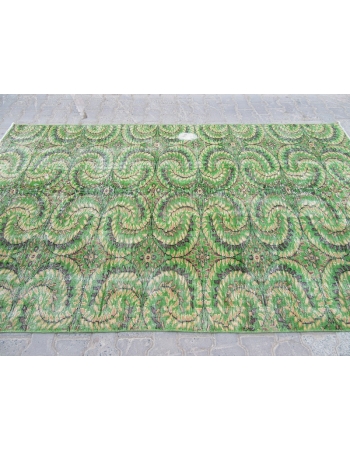 Vintage Floral Green Turkish Carpet