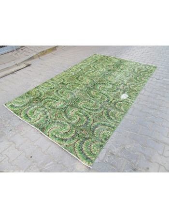 Vintage Floral Green Turkish Carpet