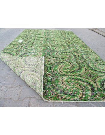 Vintage Floral Green Turkish Carpet