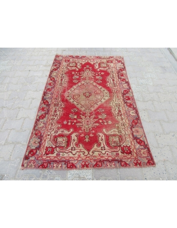 Worn Vintage Turkish Anatolian Rug