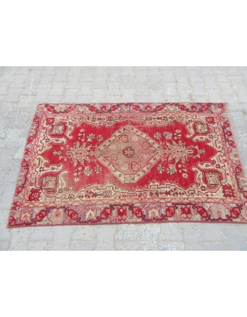 Worn Vintage Turkish Anatolian Rug