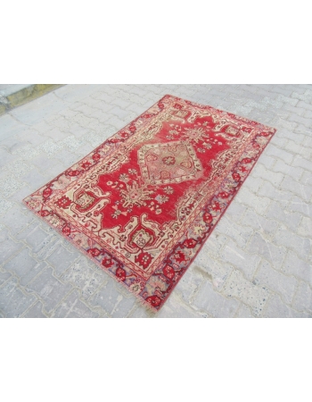 Worn Vintage Turkish Anatolian Rug