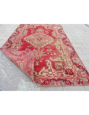 Worn Vintage Turkish Anatolian Rug