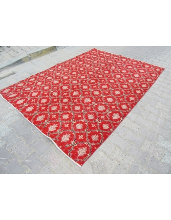Vintage Red Decorative Turkish Carpet