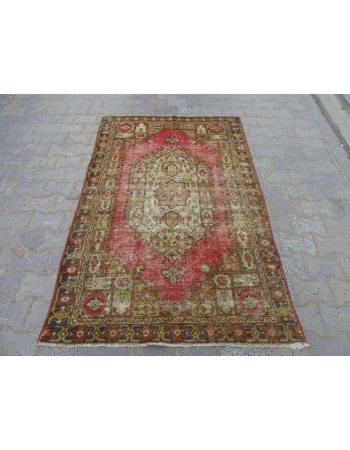 Distressed Vintage Turkish Anatolian Carpet