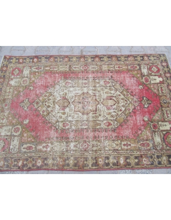 Distressed Vintage Turkish Anatolian Carpet
