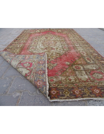 Distressed Vintage Turkish Anatolian Carpet