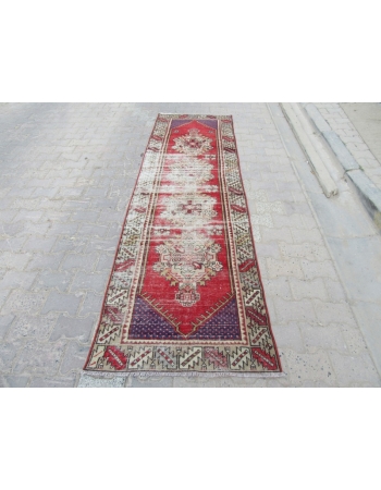 Worn Out Vintage Turkish Runner Rug