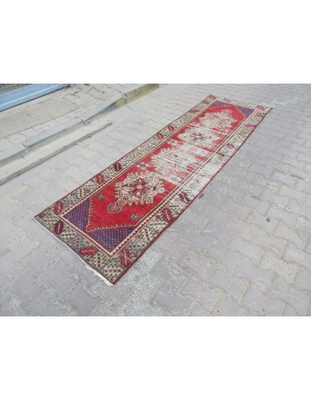 Worn Out Vintage Turkish Runner Rug