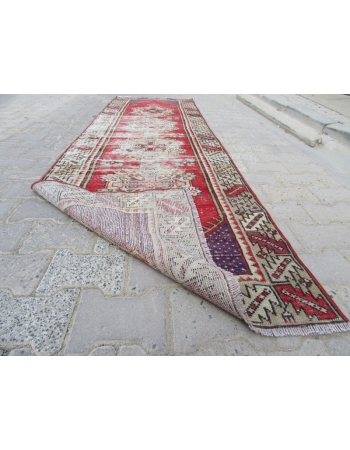 Worn Out Vintage Turkish Runner Rug