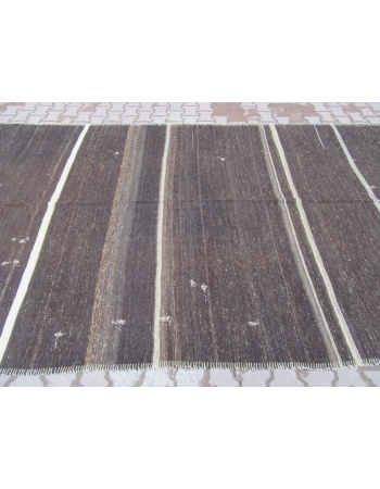 Striped Large Brown Goat Hair Kilim Rug