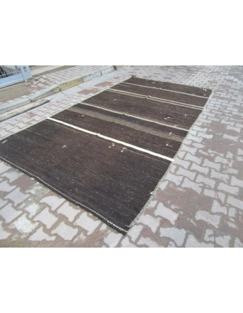 Striped Large Brown Goat Hair Kilim Rug