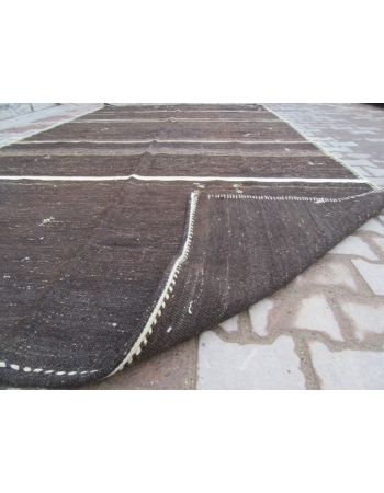 Striped Large Brown Goat Hair Kilim Rug