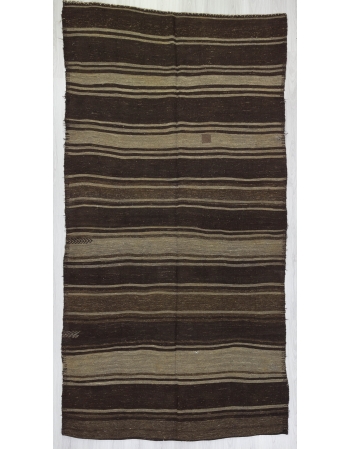 Striped Unique Brown Goat Hair Kilim Rug