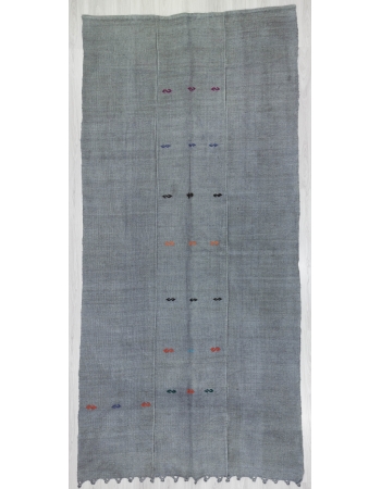 Overdyed Gray Vintage Hemp Kilim Rug