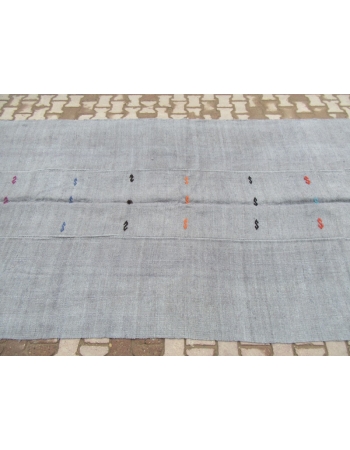 Overdyed Gray Vintage Hemp Kilim Rug