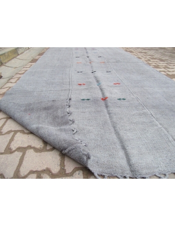 Overdyed Gray Vintage Hemp Kilim Rug