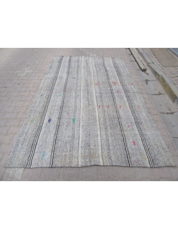 Vintage Gray Turkish Kelim Rug