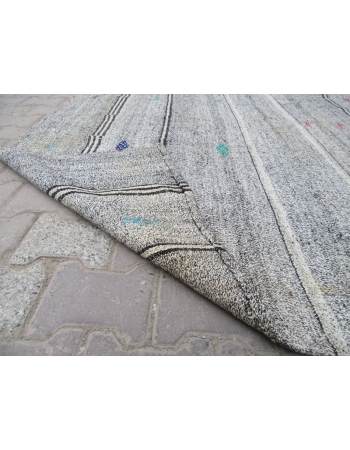 Vintage Gray Turkish Kelim Rug