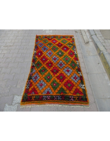 Colorful Vintage Turkish Tulu Rug