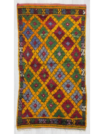 Colorful Vintage Turkish Tulu Rug