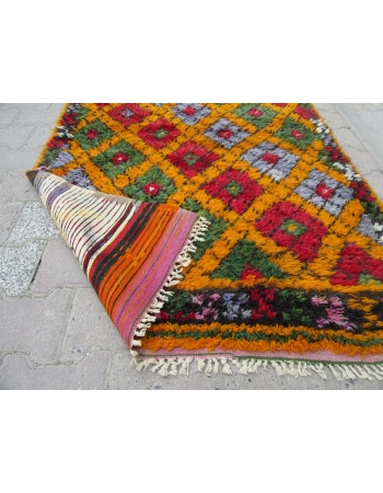 Colorful Vintage Turkish Tulu Rug