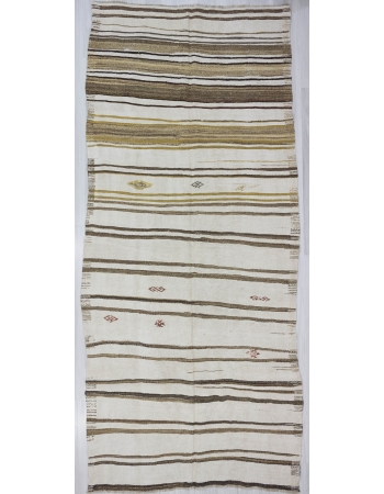 Striped Vintage Turkish Hemp Kilim Rug