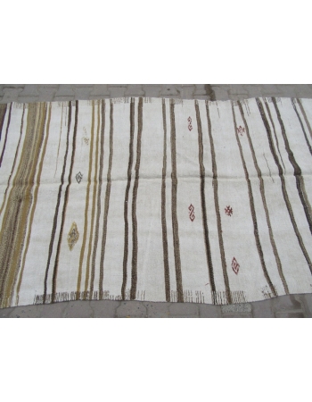 Striped Vintage Turkish Hemp Kilim Rug