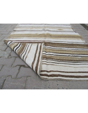 Striped Vintage Turkish Hemp Kilim Rug