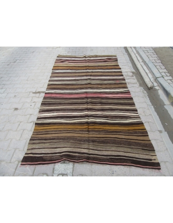 Striped Vintage Decorative Turkish Kilim Rug