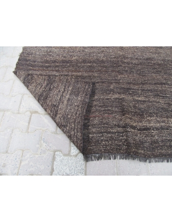 Vintage Brown Plain Kilim Rug