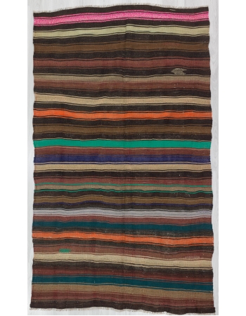 Colorful Striped Vintage Unique Turkish Kilim Rug