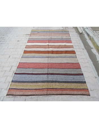 Striped Vintage Turkish Kilim Rug