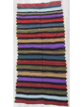 Colorful Striped Vintage Turkish Kilim Rug