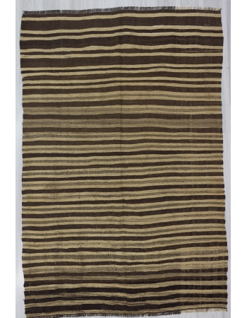 Ivory / Brown Striped Vintage Kilim Rug