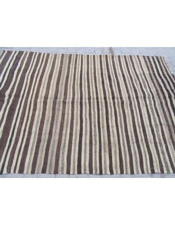 Ivory / Brown Striped Vintage Kilim Rug