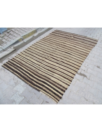 Ivory / Brown Striped Vintage Kilim Rug