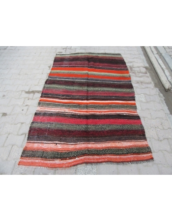 Unique Vintage Striped Kelim Rug