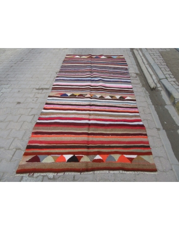 Striped Colorful Vintage Kilim Rug