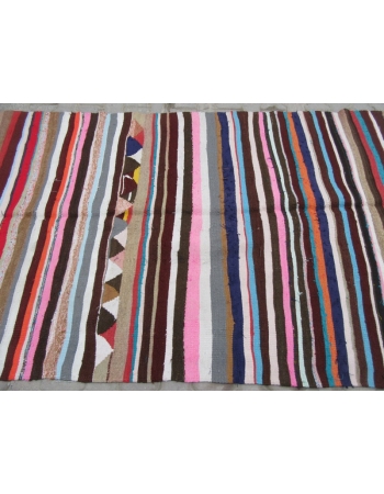 Striped Colorful Vintage Kilim Rug