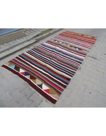 Striped Colorful Vintage Kilim Rug
