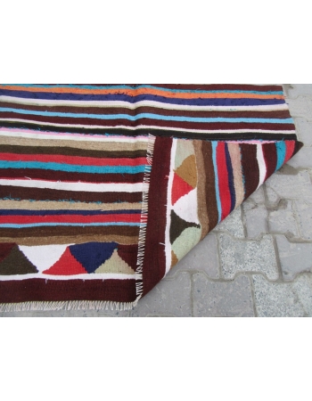 Striped Colorful Vintage Kilim Rug