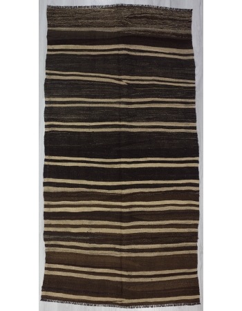 Natural Striped Vintage Turkish Kilim Rug