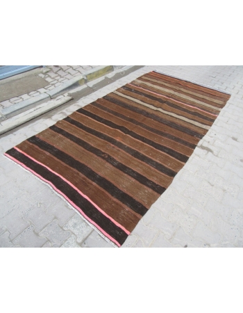 Striped Unique Vintage Turkish Kelim Rug