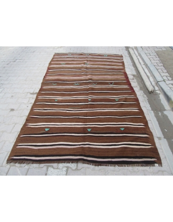 Vintage Brown Unique Kilim Rug