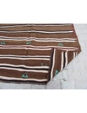 Vintage Brown Unique Kilim Rug