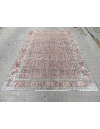 Distressed Vintage Turkish Deco Rug